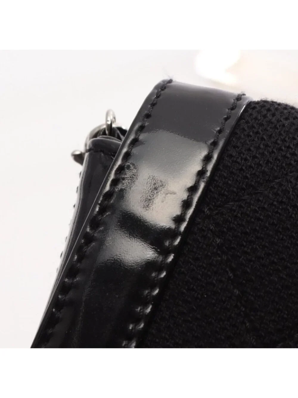 Chanel Shoulder Bag 2.55 Quilted East West Black Canvas Leather Chain